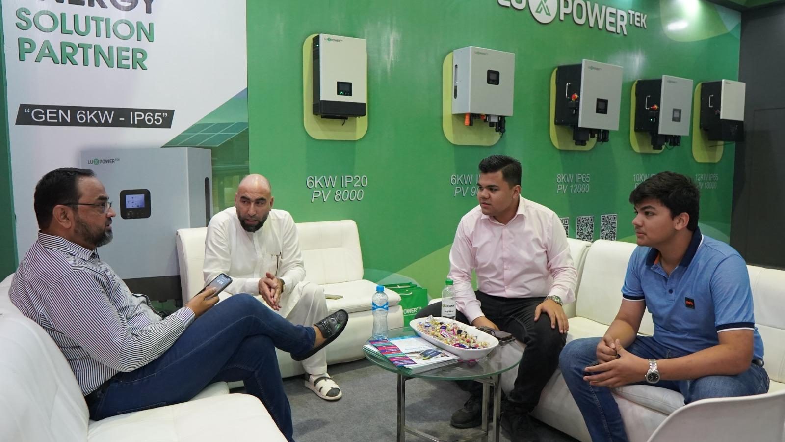 Mastoor Energy — partner meeting at a solar energy exhibition